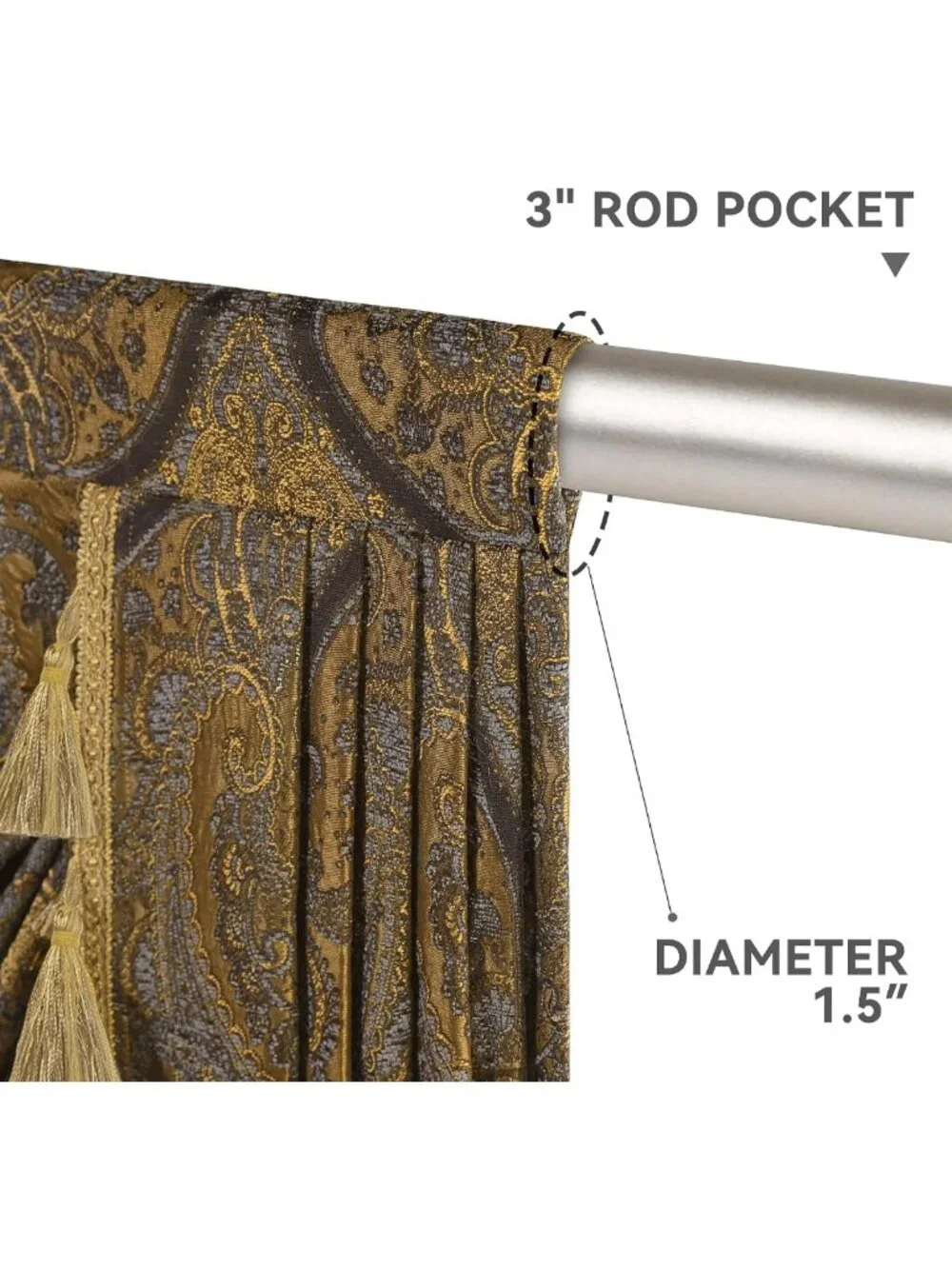 Antique Damask Waterfall Valance for Living Room, 110